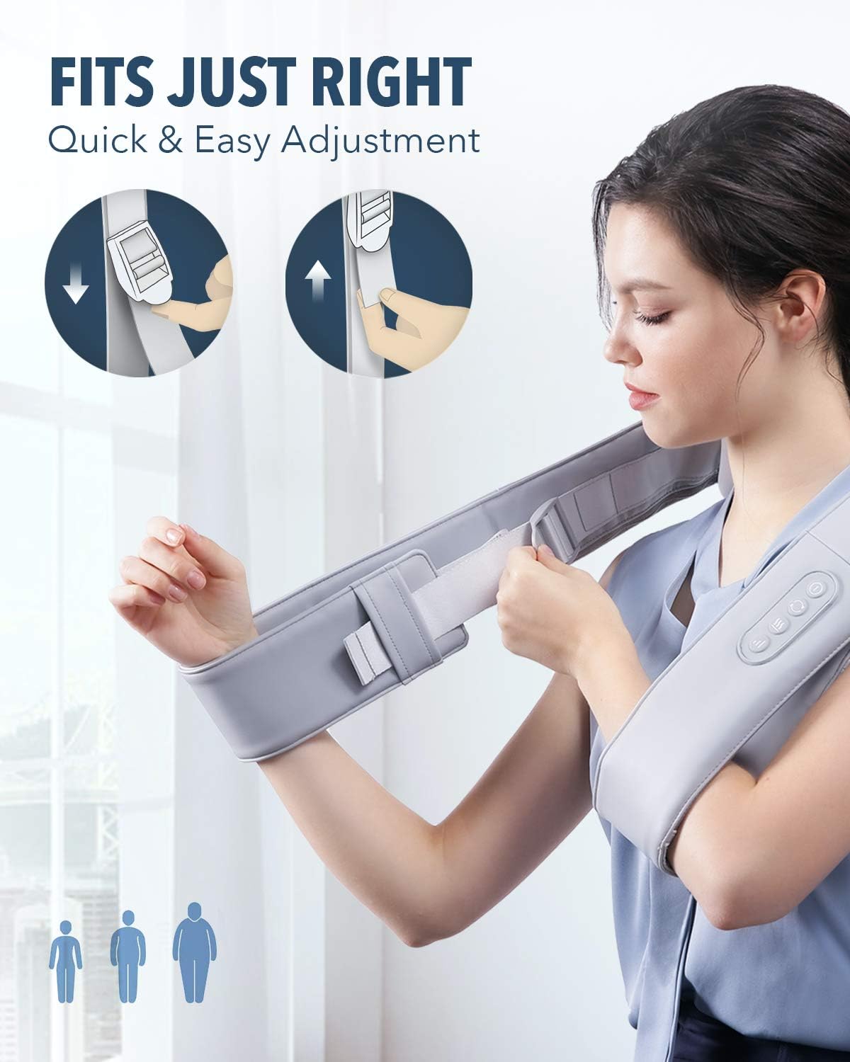 Naipo Back and Neck Massager with Adjustable Heat and Strap, Deep Tissue Kneading Massage for Shoulder, Lower Back, Calf, oCuddle™ Series Shiatsu Electric Massager, Gift for Women, Friends, Birthday: Health & Personal Care