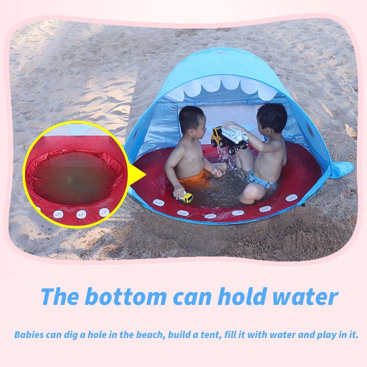 Tenda de praia infantil com proteção solar, adequada para piscinas, dobrável (azul)