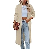 Angerella Women's Casual Long Sleeve Draped Open Front Knit Long Cardigan Sweater Outwear Coats with Pocket