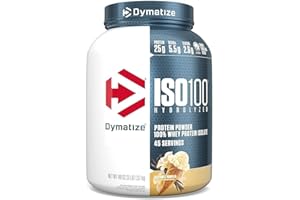 Dymatize ISO 100 Whey Protein Powder with 25g of Hydrolyzed 100% Whey Isolate, Gluten Free, Fast Digesting, Gourmet, 3 Pound, Vanilla, 3 Pound , 48 Oz