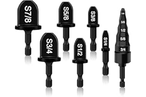 7PCS HVAC Repairing Set, Hakkin Air Conditioner Copper Tube Expander with 5 in 1 Swaging Tool Drill Bit, Hex Shank Manual Pipe Swage Expander, Flaring Tool Size 1/4'', 3/8'',1/2'',5/8'',3/4'',7/8''