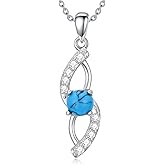 PEIMKO 925 Sterling Silver Turquoise Infinity Symbol Pendant Necklace Gifts for Women Mother