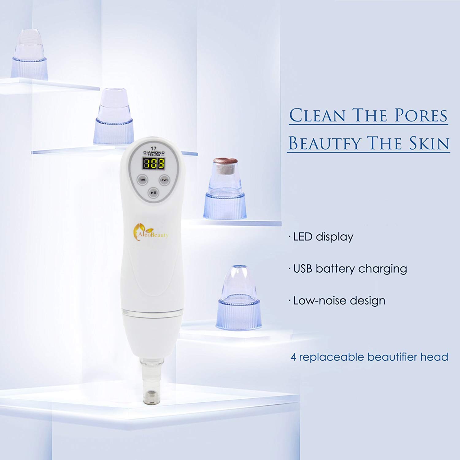 Portable Diamond Peeling Facial Pore Cleanser Diamond Microdermabrasion Pen Vacuum Blackhead Removal Machine: Beauty