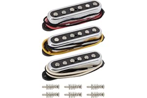 DOMOFA Alnico 5 ST Pickup Single Coil Pickups Open Style Neck/Middle/Bridge Pickup Set for Stratocaster Electric Guitar Parts Replacement (Chrome Cover)