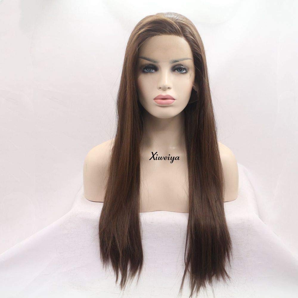 Xiweiya Long Silky Straight Hair For Women Natural Brown Side Part