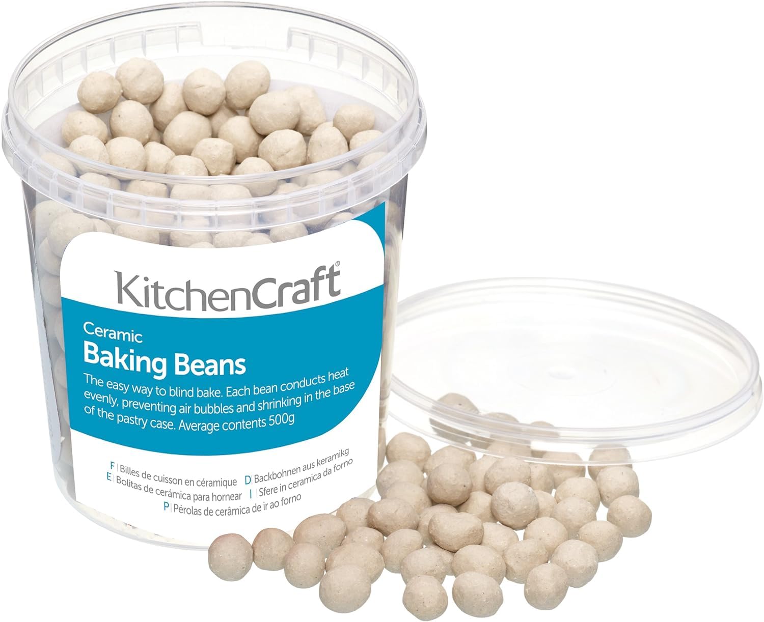 KitchenCraft Ceramic Baking Beans for Blind Baking Pastry, Washable and Reusable, Heatproof Ceramic, 5g