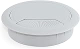Emuca Ø60mm Round Grommet Grey Plastic Set of 20 for Desk Cable Management view 1