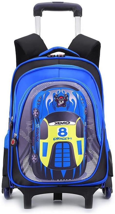 YUB Car School Bag Drawbars Trolley Bag Backpack with Wheels Rolling Backpacks for School Kids Waterproof