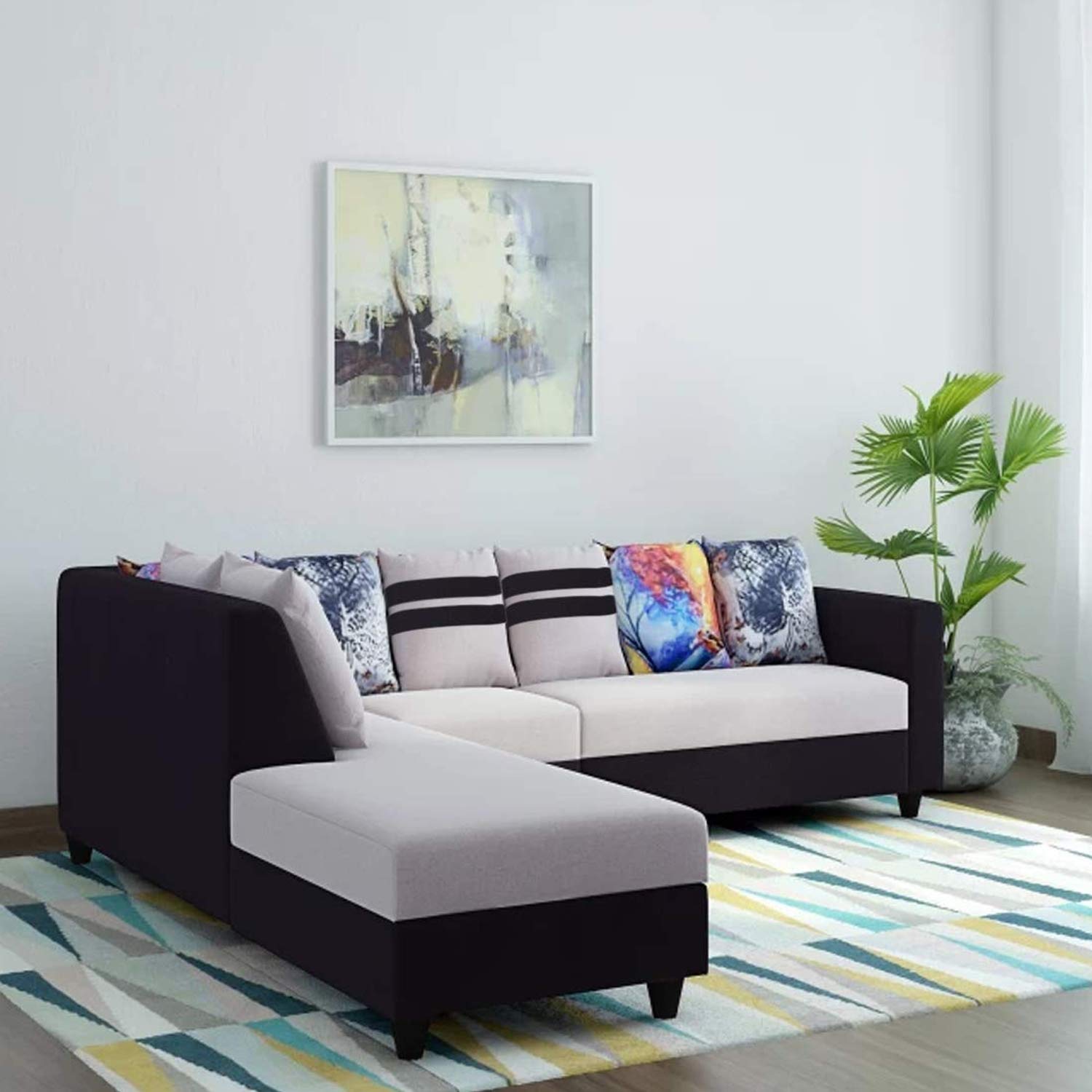 CasaStyle Casperia 6 Seater Sofa Set for Living Room LHS (GreyBlack) L