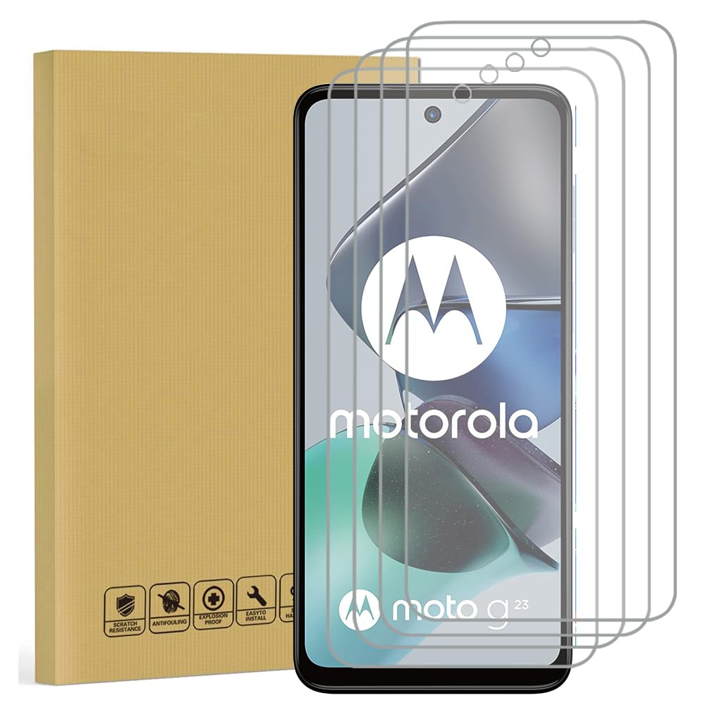 Akancy Pack of 4 Tempered Glass Screen Protectors for Motorola Moto g23, 9H Hardness Tempered Glass, Anti-Scratch, Easy Installation, Anti-Fingerprint Screen Protector for Motorola Moto g23