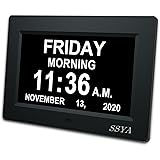 [Newest Version] 7 Inch Day Clock - 12 Alarm Options, Level 5 Auto Dimmable Display,Extra Large Impaired Vision Digital Clock