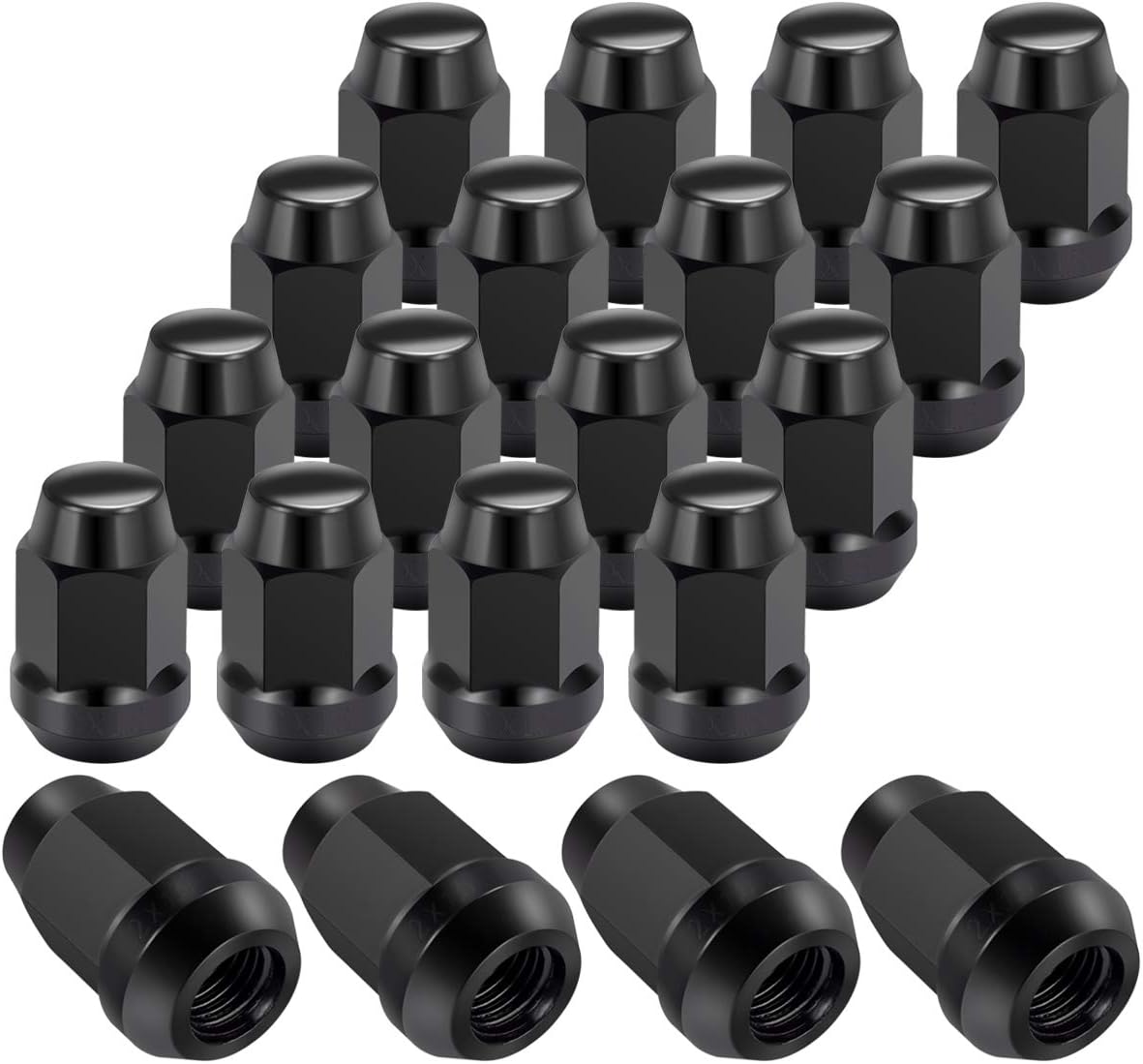 PUENGSI Lug Nut 12x1.5 - Black Closed End Bulge Acorn Lug Nuts - Cone Seat - LCB3B6HE-BK04020 19mm Hex Wheel Lug Nut Compatible for Honda Acura Toyota Lexus Scion Accord Camry Focus, Pack of 20 Pcs: Automotive