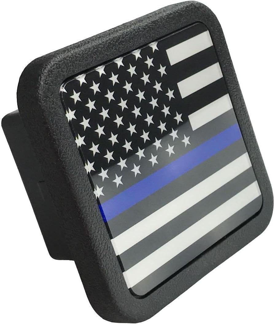 Bonrcea Trailer Hitch Cover Tube Plug Insert (Fits 2" Receivers, Thin Blue Line