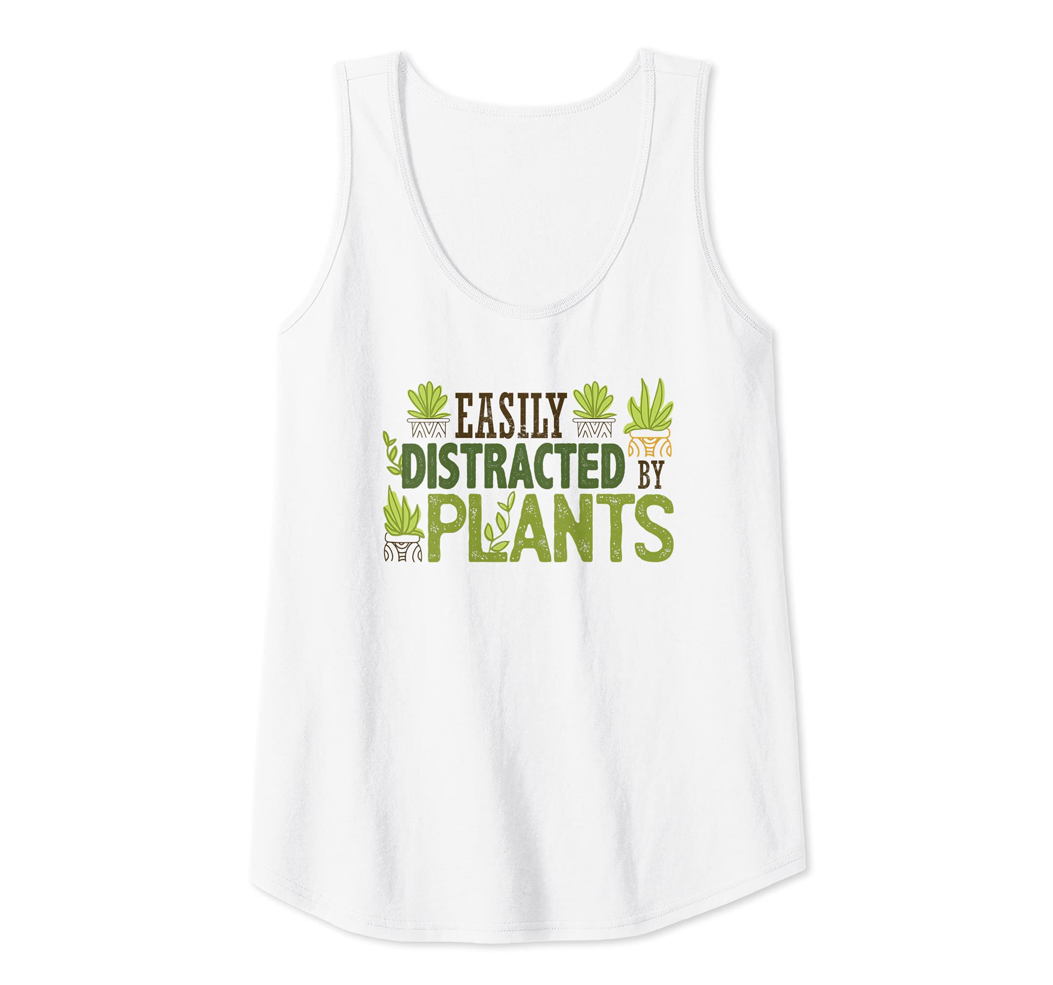 Womens EASILY DISTRACTED BY PLANTS Funny Gardening Succulent Flower Tank Top