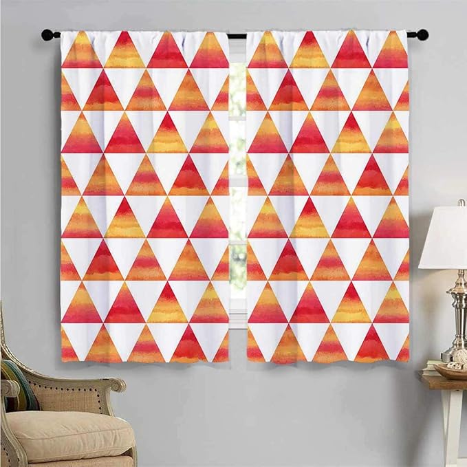 SUZM Room Darkening Wide Curtains， Triangle Geometric Art