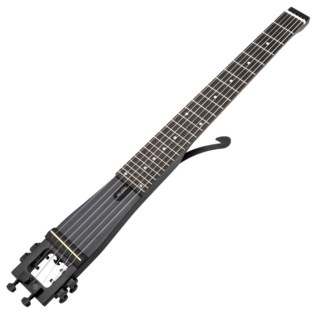 Anygig Left Hand Classical Guitar Portable 6 Fret Nylon Strings 25.5"Scale Black