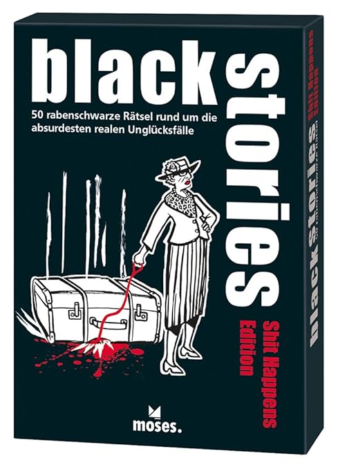 Moses black stories Shit Happens Edition, 50 rabenschwarze Rätsel, Das Krimi Kartenspiel