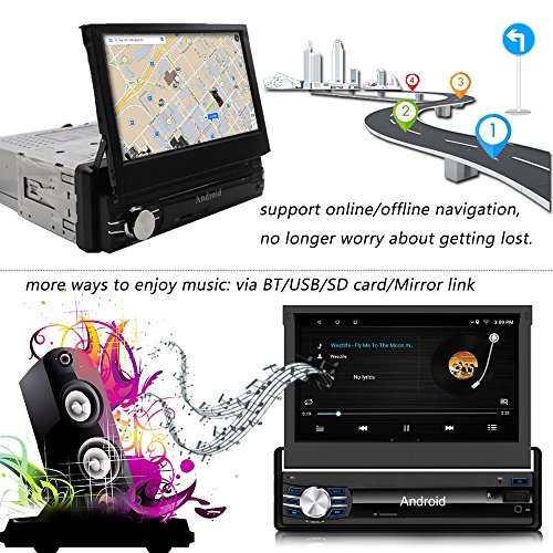 Yody-Single-Din-Android-In-Dash-Car-Stereo-with-Bluetooth-7-Inch-HD-Touch-ScreenSupport-WiFiGPSNavigationMirror-LinkUSBSDAUXAMFM-Car-RadioBackup-CameraMicrophonewireless-remote