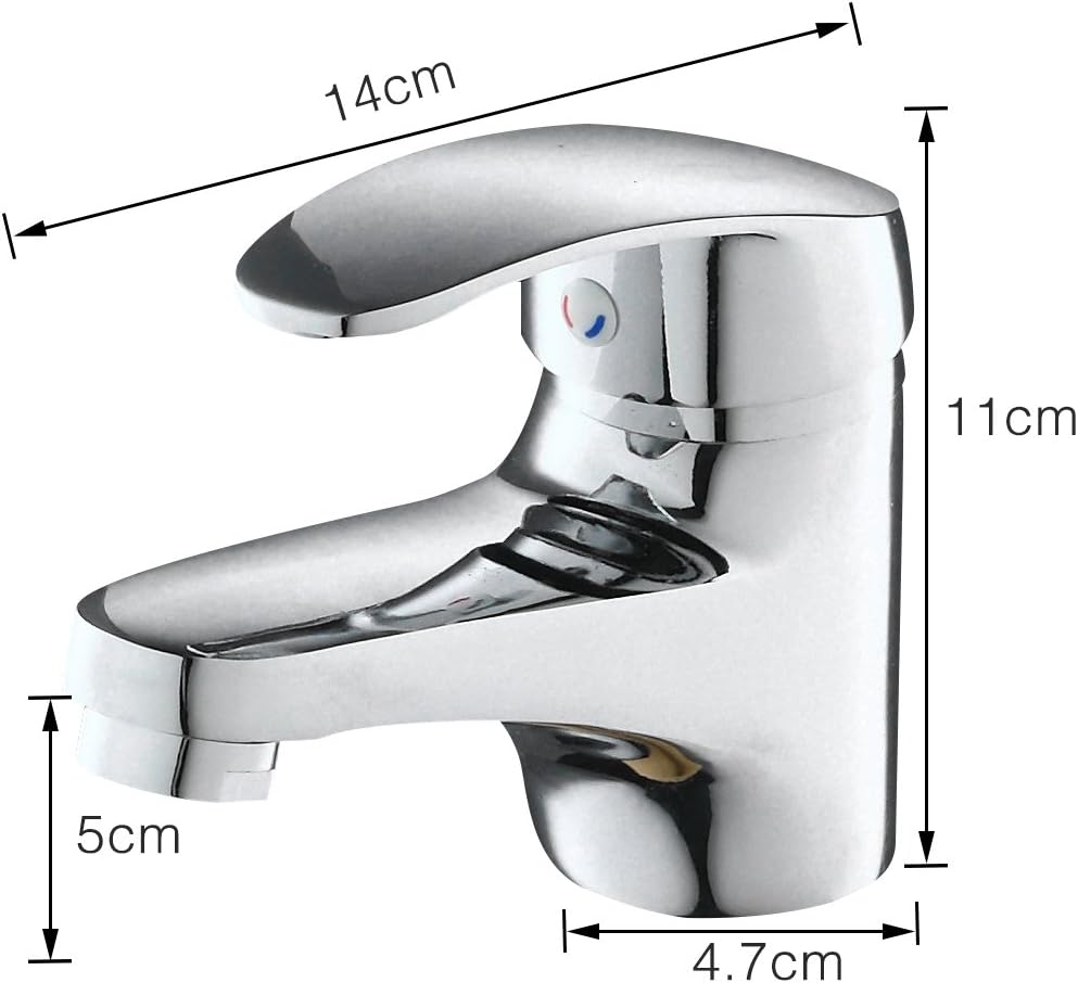 Eridanus Bathroom Basin Tap, Monoblock Sink Mixer Tap for Lavatory Single Lever Single Lever Hot and Cold Mixer Faucet, Polished Chrome - Image 4