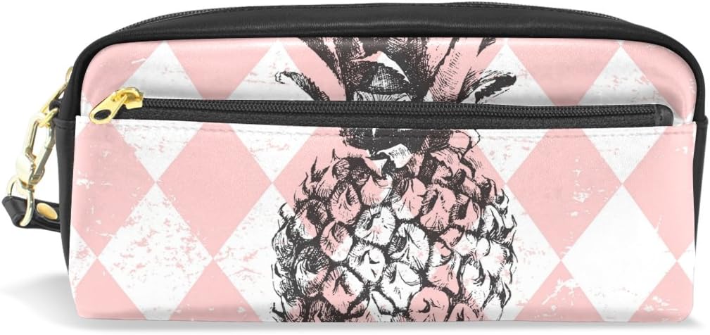 ISAOA Pencil Bag for Student Large Capacity Zipper Stationery Supplies Pencil Pouch for Girl and Boy Big Capacity Creative Pink Pineapple Pencil Case