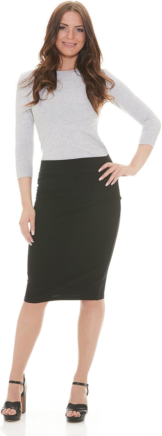 ESTEEZ Lightweight Cotton Spandex Knee Pencil Skirt at  Women’s Clothing store