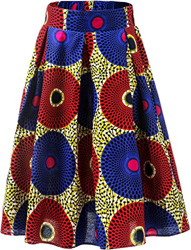 Aikaplus Womens African Print Skirt Flared Skirt Multisize A Line Skirt (XX-Large, Color B)