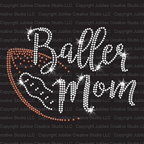 Football Baller Mom Iron On Rhinestone Crystal T-shirt Transfer by Jubilee Rhinestones
