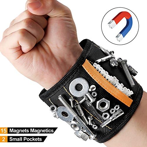 MICRORANGE Magnetic Wristband Keeps Screws Nails and Tools Handy While Working Adjustable Tools Organiser Belt Best Tool Gift for DIY Handyman Men Women (black)