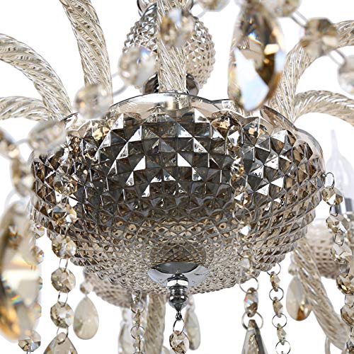 TryE 10 Arm Chandelier K9 Crystal Glass Ceiling Light E12 Pendant Lamp Cognac Color for Living Room Bedroom Hallway Entry - Thumbnail 6