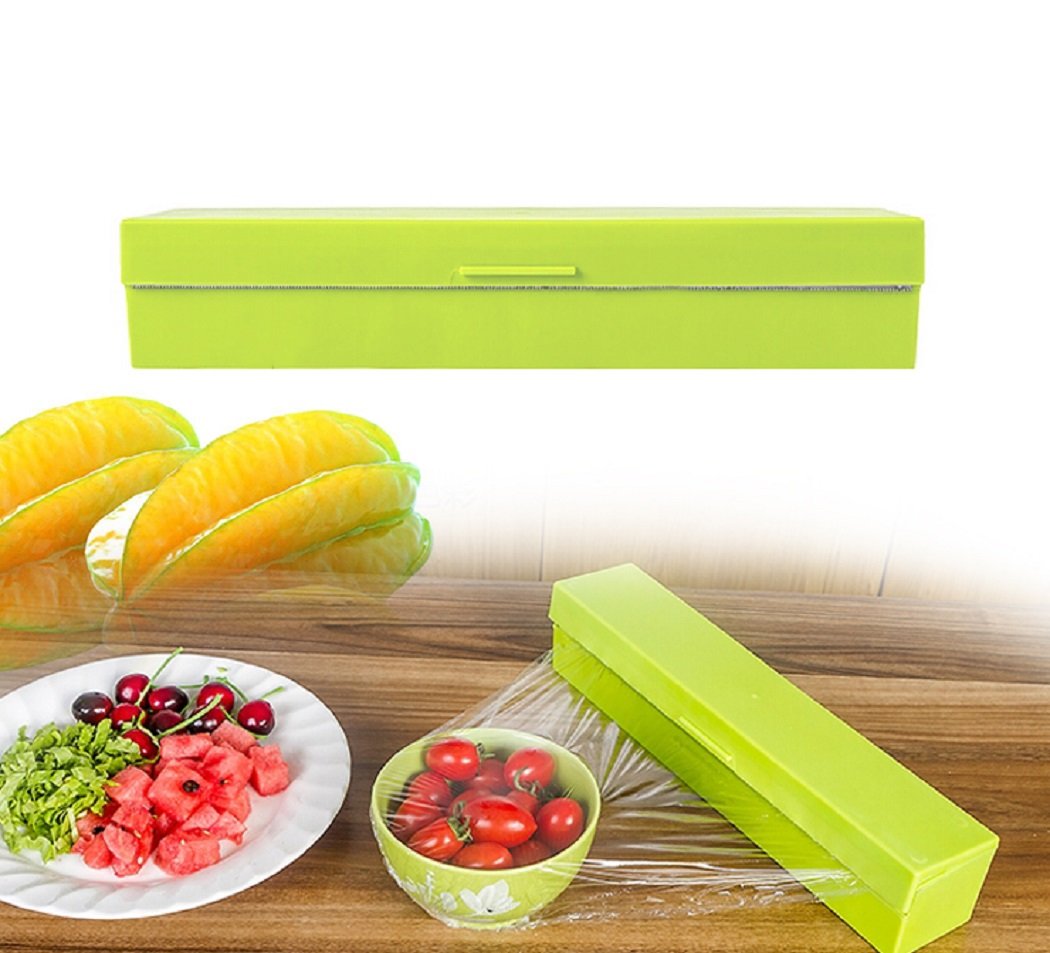 Food Wrap Dispenser, ixaer Wrap Cutter, Kitchen Tool Foil Cling Film Wrap Dispenser Plastic Sharp Cutter Storage Holder
