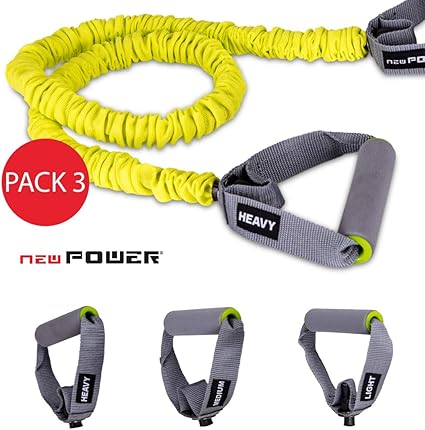 NEWPOWER - Pack 3 Cuerdas Elásticas Fitness Resistencias Dif.(2,5 ...