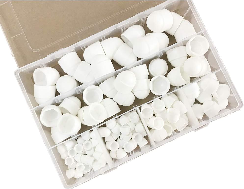 ORETG45 Bolt Covers Screw Caps, Assortment Plastic Nut kits with Storage Box, M 4 M 5 M 6 M8 M10 M12, White - Image 4
