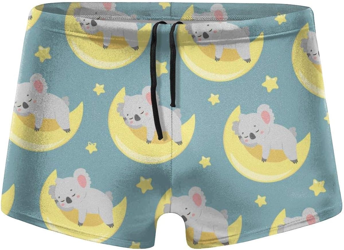 Zhengzho Kawaii Cartoon Koala Men Swimwear Swimsuits Surf Board Boxer