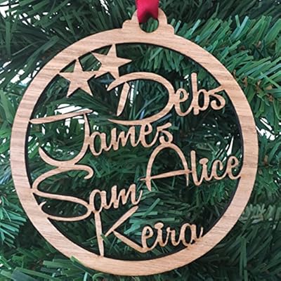 Top Balls Personalised Wooden Oak Family Christmas Tree Decoration