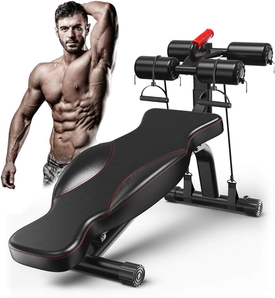 OUNUO Adjustable Weight Bench Home Gym Fitness Training Weight Lifting Bench Press For Full Body Workout Exercise - Foldable, Curved-Shape Edge Design