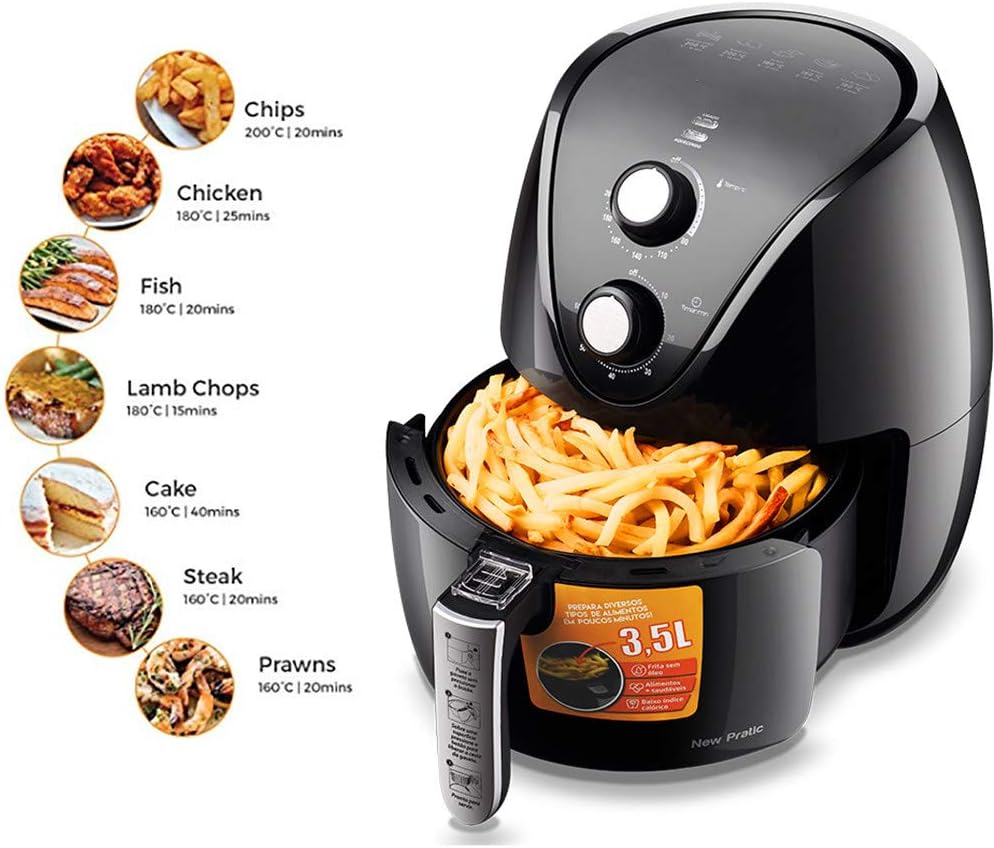 Air Fryer Tower Fryer Household Oil-Free Automatic Mini Oven 360 ° Air Circulation System Intelligent Timing Stainless Steel Heating Tube 3.5L Large Capacity Power Off Protection