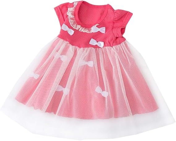 Amazon Co Jp Mornyray ベビー ワンピース 女の子 ドレス ベビー服 チュール 半袖 ガールズ ふんわり 赤ちゃん コットン 蝶結び 可愛い 出産祝い 夏 結婚式 七五三 発表会 ピンク 服 ファッション小物