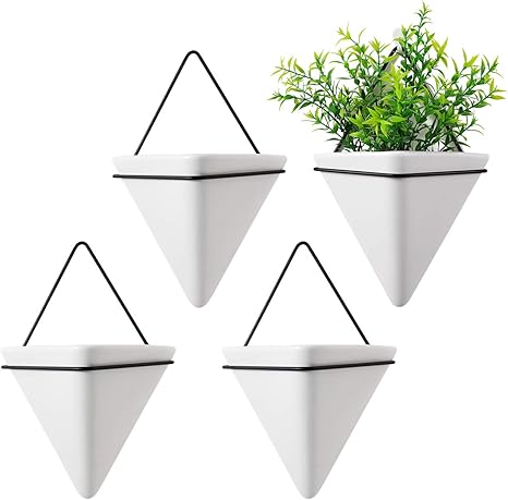 Amazon Co Jp T4u Mサイズ 陶器 白 壁掛けプランター ハンギング
