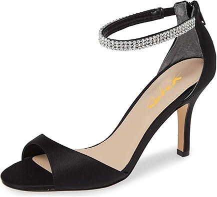 Amazon.com | XYD Women Open Toe Rhinestones Ankle Strap Thin High Heel  Satin Evening Dress Sandals | Heeled Sandals
