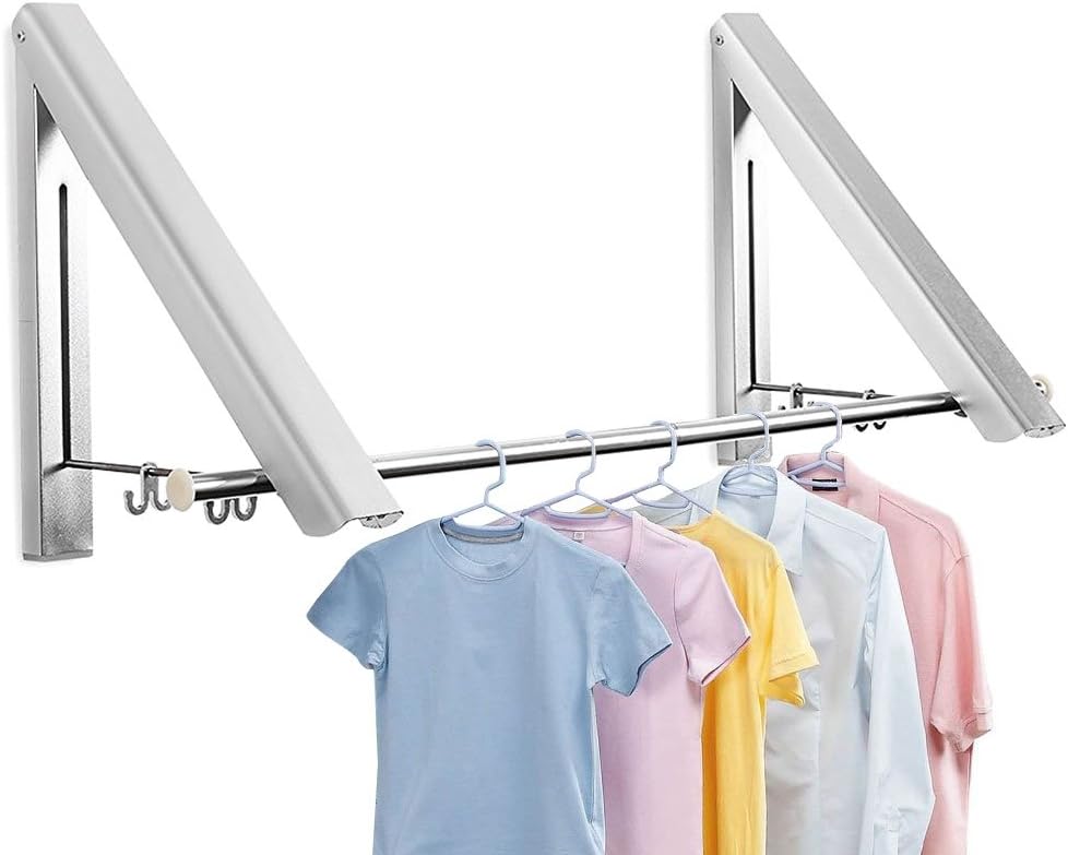 Samione Cintre Pliables Pliant Hanger Porte Manteau Cintre Pliable Mural Retractable En Alliage D Aluminium 2pcs Chambre Salle De Bains Balcon Interieur Economie D Espace Argent Amazon Fr Cuisine Maison