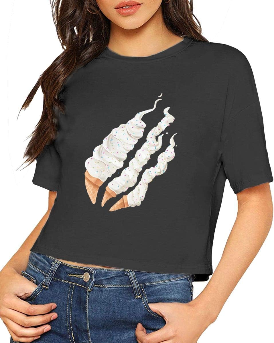 Preston Playz Ice Cream Girls Cotton Short Sleeve Crop Top T-Shirt for Woman/Girl