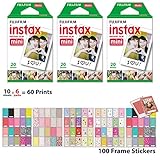 Fuji Mini Instant Film 6 x 10 Packs 60 Prints with Frame Stickers