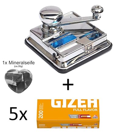 OCB® MikrOmatic Duo (Stopfmaschine) + 1.000 (5x200) Gizeh Full Flavor (Zigarettenhülsen) + 1x Seife
