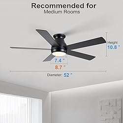 POCHFAN 52 Inch Black Ceiling Fans with Lights and