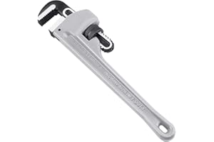 MAXPOWER 10-inch Pipe Wrench Aluminum Straight Plumbing Wrench Adjustable Pipe Wrench Smooth Jaw