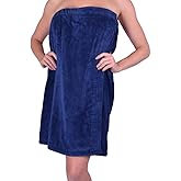 anatolian Women's Body WRAP Towel - 100% Cotton Adjustable Cover Up for Beach Spa Gym Bath Pool - Made in Turkey (Navy Blue, 1)