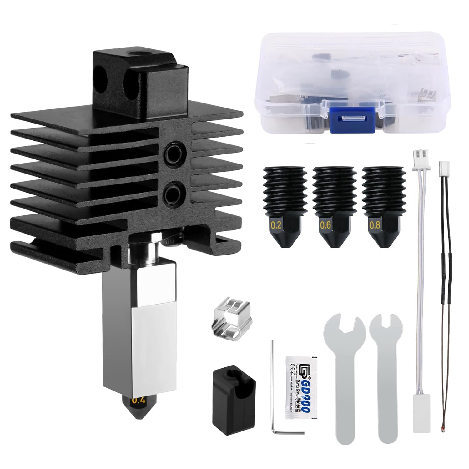 Photo 1 of ENOMAKER X1,X1C Hardened Steel Hotend Kit for Bamboo Lab X1 Carbon 3D Printer,Heating Block Replacement,High Speed,High Temp Extruder Hot End,with 0.2,0.4,0.6,0.8mm Nozzle,Thermistor,Ceramic Heater