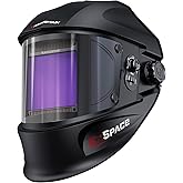 ARCCAPTAIN 3.94"X3.66" Welding Helmet Auto Darkening, 1/1/1/1 Top Optical Clarity Large Viewing Screen Solar Power Welding Hood with 4 Arc Sensor, Wide Shade 4-5/5-9/9-13 for TIG MIG ARC Welding CUT