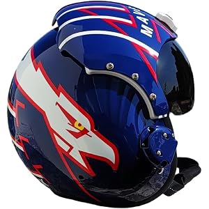 Hand Paint Maverick Pilot Helmet | Styled Fighter Jet Aviation Helmet for Cosplay, Costumes & Collectors, Eagle Graphic Desig