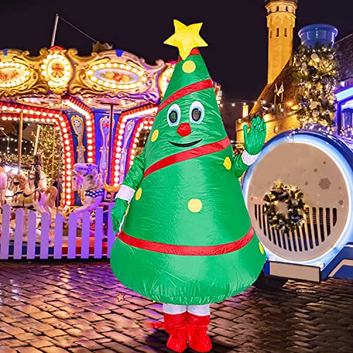 MINTER Inflatable Christmas tree Costume, Funny Christmas Cosplay Party Suit Costume Green Fancy